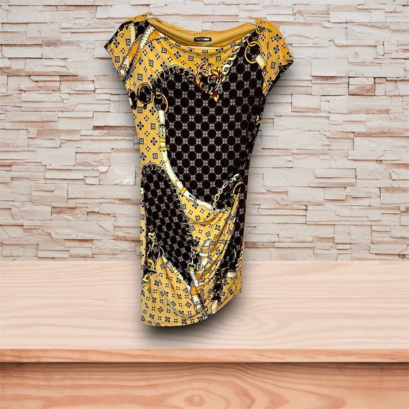Fashion Nova Dresses & Skirts - Fashion Nova Black and Gold Asymmetrical Sheath Dress